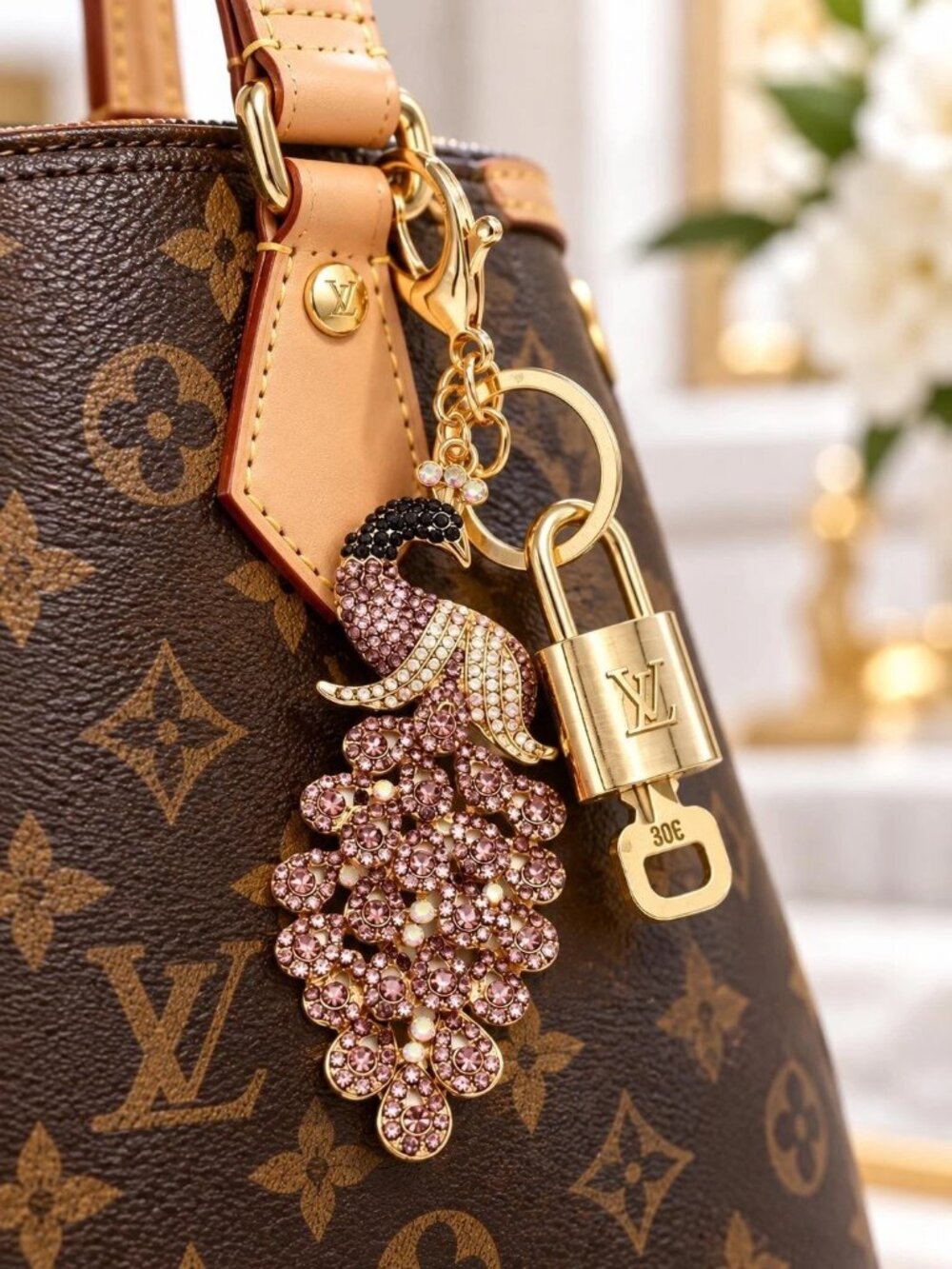 Authentic Louis Vuitton Gold Padlock & Key 🔒 LV Bag Charm Unbranded Keychain
